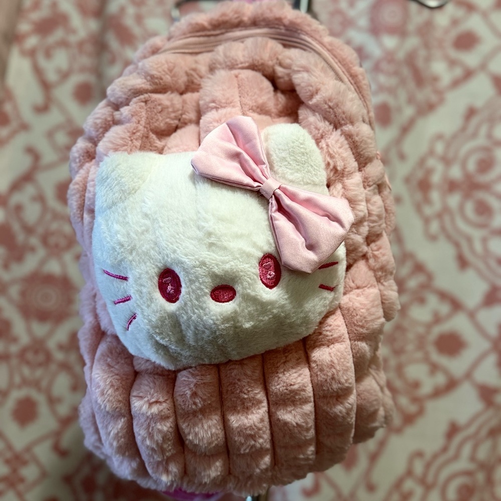 Hello Kitty Plush Backpack in Pink and White